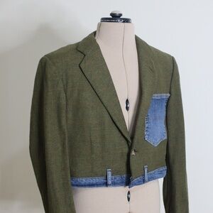 Stylish Upcycled Blazer with Denim Details